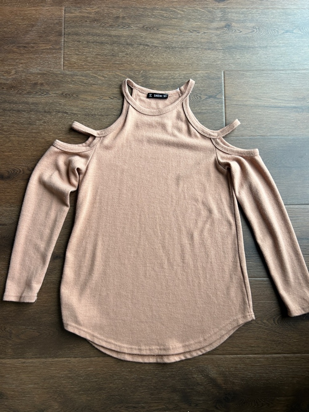 SHEIN Dusty Pink Sweater | SHEIN Peach Sweater | Open Shoulder Sweater